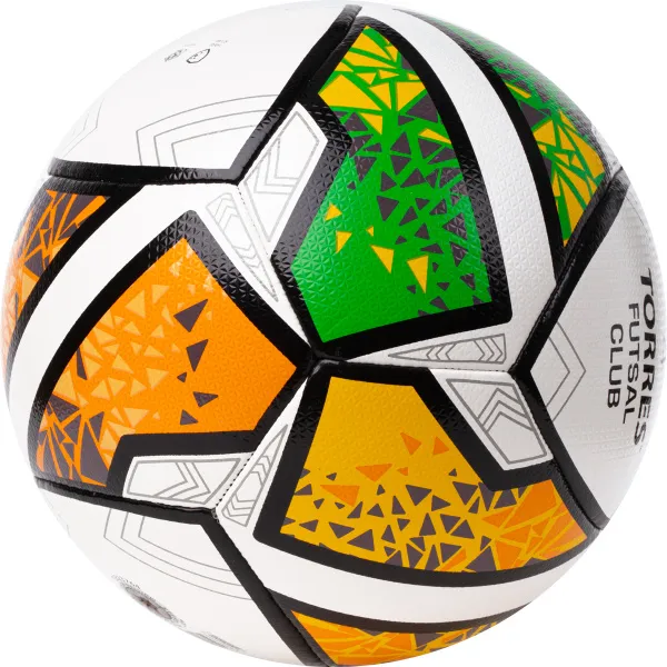 Мяч футзал. TORRES Futsal Club, FS323764, р.4, 10 пан. ПУ, 4 под. сл, гибрид. сш. бело-зел-оранж за 2&nbsp;264.40 ₽ в Новокузнецке