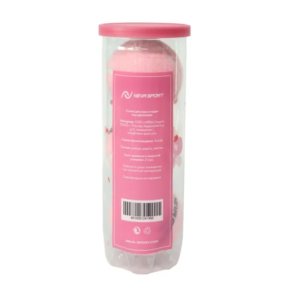 Мяч для падела NS Sakura, UAA2, уп.3 шт, сукно, нат.резина, розовый за 824.50 ₽ в Новокузнецке